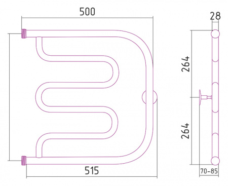 Полотенцесушитель водяной Стилье ТАНДЕМ 00011-5050 500х500 