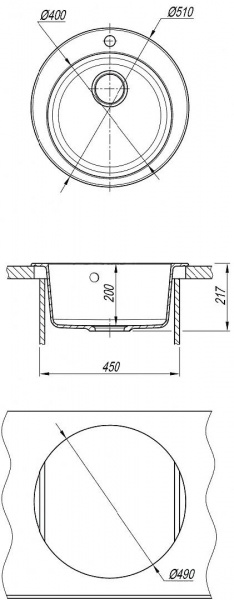 Мойка кухонная из литьевого мрамора Dr. Gans ГАЛА 25.010.B0510.405 51*51 см. терра