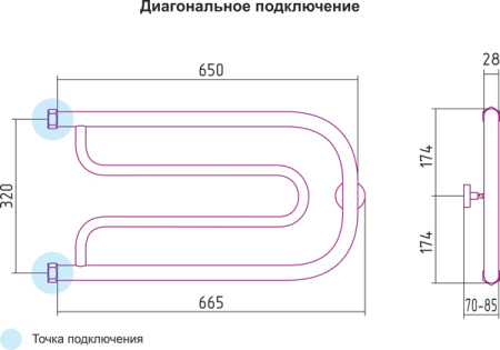 Полотенцесушитель водяной Сунержа ГУСЛИ 00-0009-3265 320х650 