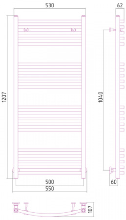 Полотенцесушитель водяной Сунержа АРКУС 00-0251-1250 1200х500 