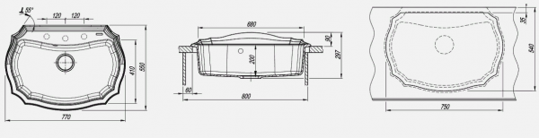 Мойка кухонная керамогранитная Florentina ЭМИЛИЯ 770 20.360.E770.102 77*55 см. черный