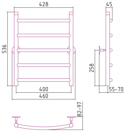 Полотенцесушитель водяной Стилье УНИВЕРСАЛ-50 00650-6040 600х400 