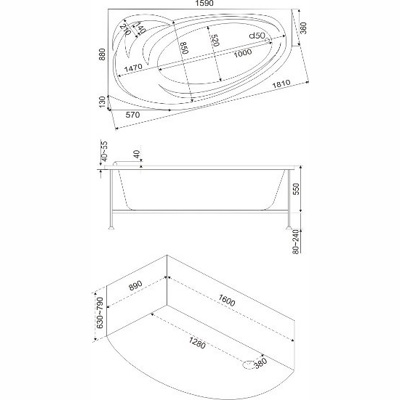 Ванна акриловая BAS ФЛОРИДА В 00039   Ванна акриловая BAS ФЛОРИДА В 00039