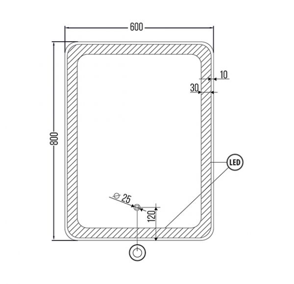 Зеркало Mirsant VIGO  60 см.  Зеркало Mirsant VIGO  60 см.