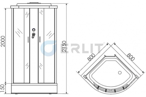 Душевая кабина Erlit  ER3508P-C3-RUS 80x80 см.  Душевая кабина Erlit  ER3508P-C3-RUS 80x80 см.