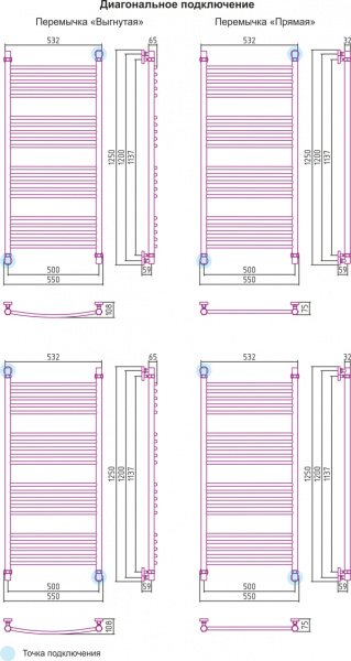 Полотенцесушитель водяной Сунержа БОГЕМА+ 00-0220-1250 1200х500 