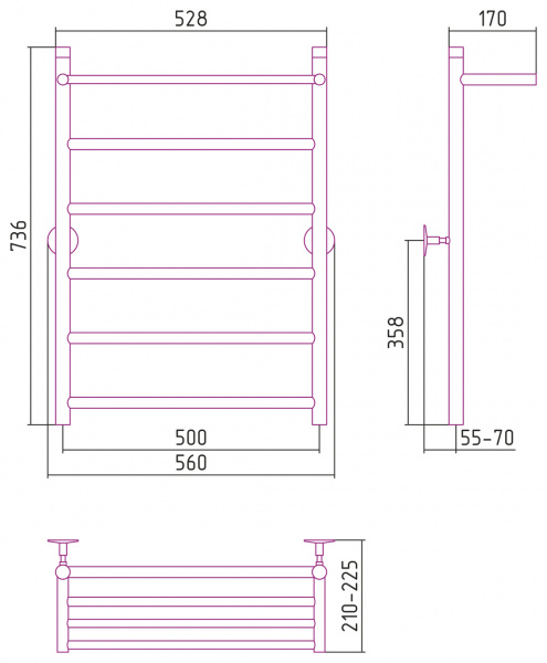 Полотенцесушитель водяной Стилье УНИВЕРСАЛ-54 00654-8050 800х500 