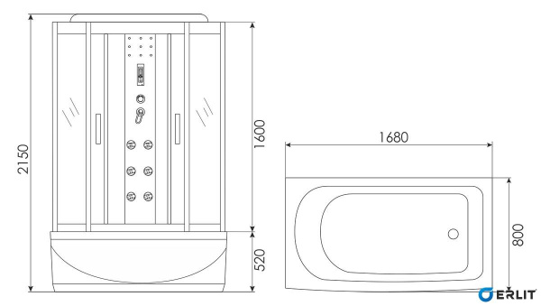 Душевая кабина Erlit COMFORT ER4517TP-C4 170x80 см.  Душевая кабина Erlit COMFORT ER4517TP-C4 170x80 см.