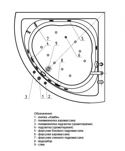 Ванна акриловая Aquatek ЮПИТЕР  150x150 см. 