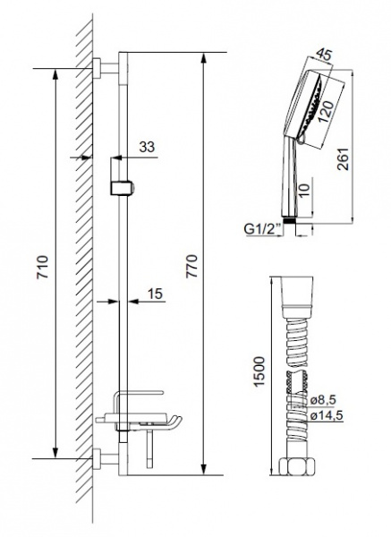 Гарнитур душевой IDDIS  TSH1601  