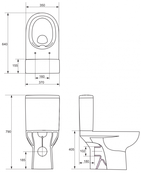 Унитаз-компакт Cersanit STREET FUSION S-KO-SFU011-3/5-COn-S-DL-w безободковый 