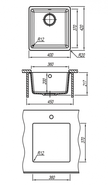 Мойка кухонная керамогранитная Florentina ВЕГА 360 22.310.B0360.105 40*42 см. коричневый