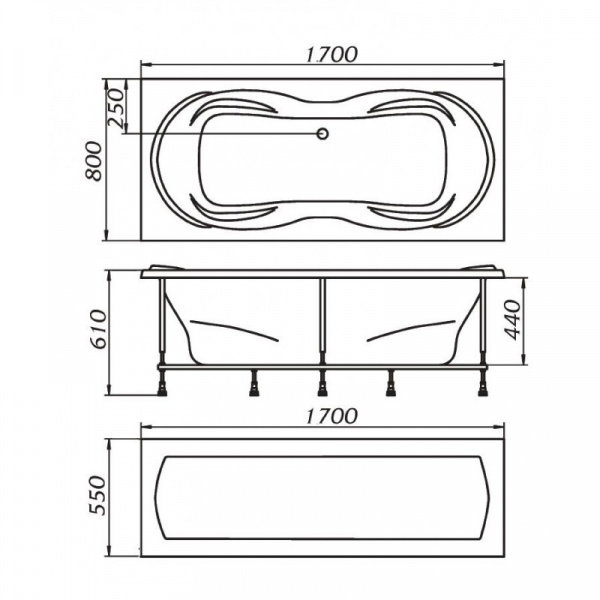 Ванна акриловая 1Marka DINAMICA 01ди1780 170x80 см. 
