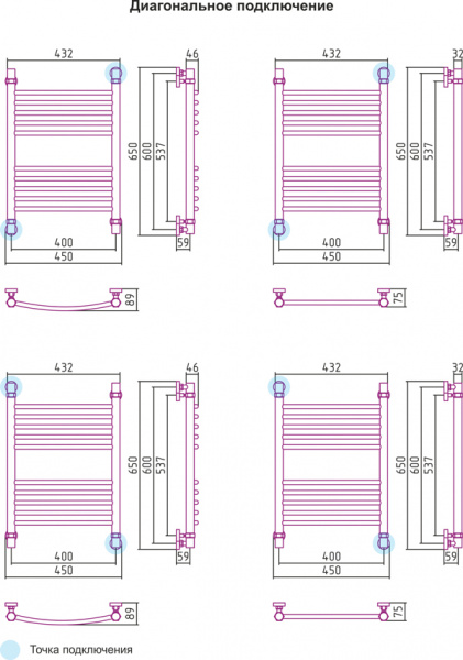 Полотенцесушитель водяной Сунержа БОГЕМА+ 00-0220-6040 600х400 
